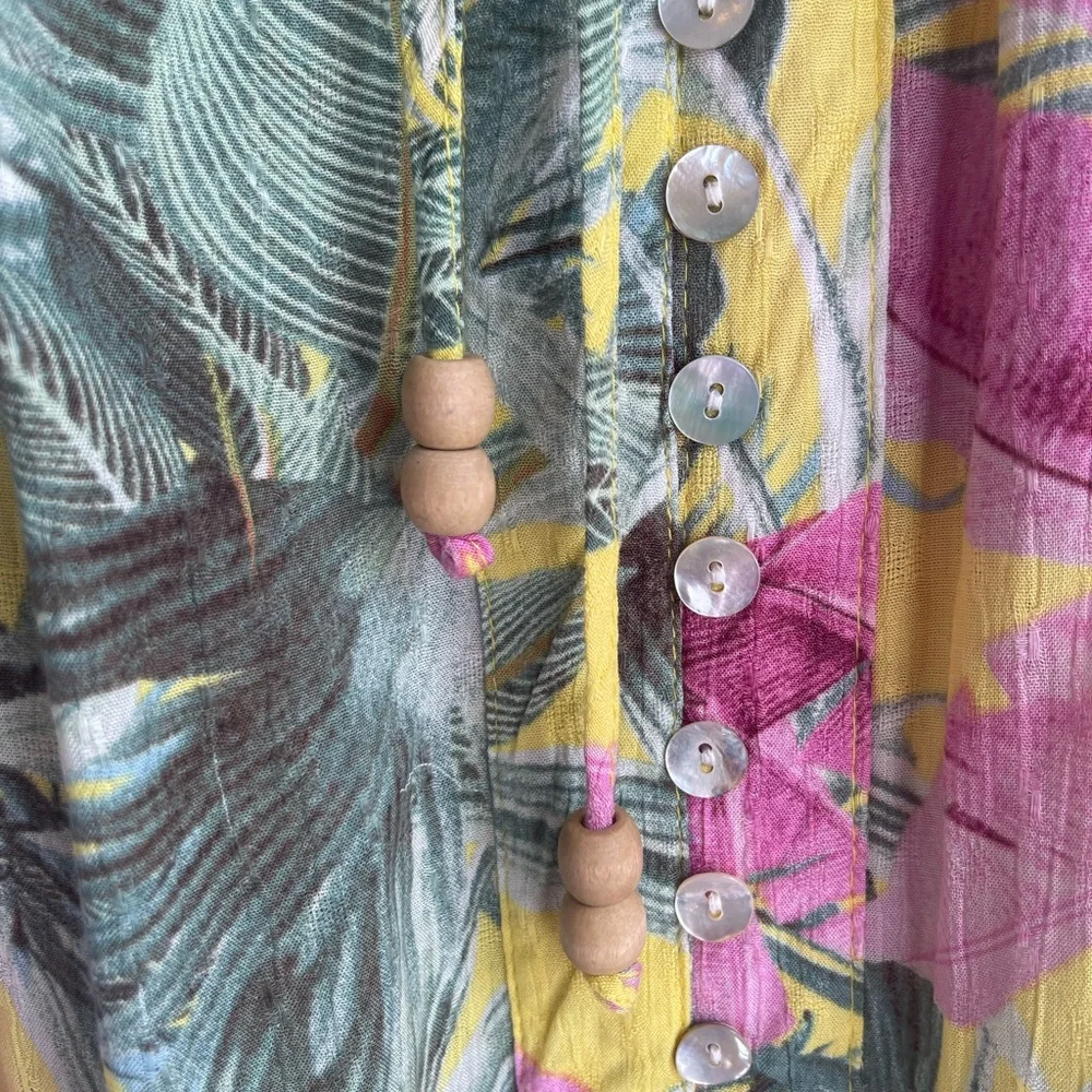 Cynthia Rowley Yellow‎ & Pink Tropical Button-Front Dress